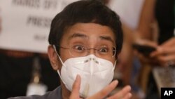 CEO dan Editor Eksekutif "Rappler", Maria Ressa dalam konferensi pers di Manila, Filipina, 15 Juni 2020. 