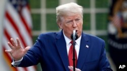 도널드 트럼프 미국 대통령이 29일 백악관에서 신종 코로나바이러스 감염증(COVID-19) 관련 기자회견을 열었다. 