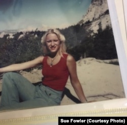 Sue Fowler poses at the Badlands National Park in the 1970s. She traveled with her parents to 48 of the 50 states.