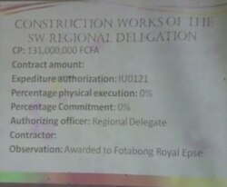 Statistics seen in the English-speaking town of Buea indicate most projects have not taken off, Aug. 1, 2019. (Moki Kindzeka/VOA)