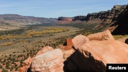 Comb Wash cuts from north to south through Cedar Mesa in Bears Ears National Monument near Blanding, Utah, Oct. 27, 2017. 