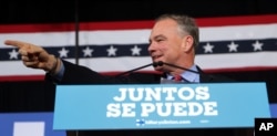 Democratic vice presidential candidate, Sen. Tim Kaine, D-Va., speaks during a campaign stop in Phoenix, Arizona, Nov. 3, 2016.