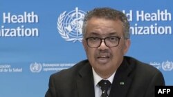 테드로스 아드하놈 게브레예수스 세계보건기구(WHO) 사무총장이 23일 스위스 제네바에서 기자회견을 열었다. 