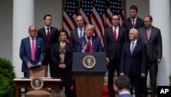 President Donald Trump speaks during a news conference in the Rose Garden of the White House, June 5, 2020, in Washington. 