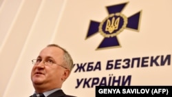 UKRAINE – Ukraine's SBU security service chief Vasyl Grytsak speaks to media during a press conference in Kyiv on June 6, 2016