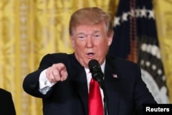U.S. President Donald Trump hosts a meeting of the National Space Council at the White House, June 18, 2018.