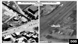 U.S. forces struck a Syrian airfield Thursday in response to the Syrian government's chemical weapons attack April 4, 2017, in Khan Sheikhoun, which killed or injured hundreds of Syrians.