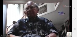 Profesor Emil Salim saat menjadi narasumber diskusi daring, Selasa, 19 April 2020. (Screenshot : VOA/Yudha Satriawan)