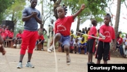 Mama Camara, center, trains in double Dutch jump rope. (Courtesy photo / International Medalist Association)