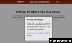 The International Consortium of Investigative Journalists says it will release Monday, May 9, 2016, to the public a searchable database at: https://offshoreleaks.icij.org.