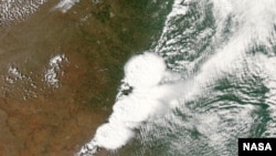 The storm system that generated an F-4 tornado in Moore, Oklahoma is pictured in this May 20, 2013 NASA photo.