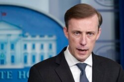 FILE - White House national security adviser Jake Sullivan speaks during the daily briefing at the White House in Washington, Oct. 26, 2021.