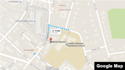 A Google Maps screenshot of NOVA Firearms, next to Franklin Sherman Elementary School