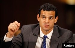 FILE - Undersecretary for Terrorism and Financial Intelligence of the U.S. Treasury Department David Cohen testifies before the Senate Homeland Security and Governmental Affairs Committee in Washington, July 17, 2012.