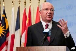 FILE - Rafael Ramirez, as Venezuela's Ambassador to the U.N., speaks during a press conference, Feb. 19, 2016, at U.N. headquarters.