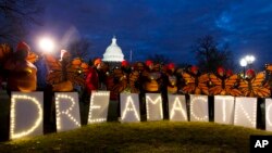 Demonstrators rally in support of Deferred Action for Childhood Arrivals (DACA) outside the Capitol, in Washington, Jan 21, 2018.