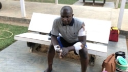 Nasiru Sani endorses community patrols. He suffered several gunshot wounds and his wife was kidnapped in a December attack by so-called bandits in Kaduna state, Nigeria. (H. Shehu/VOA Hausa)