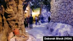 In the museum, visitors can walk through a recreation of Nazareth, the town where Jesus grew up, with hand-painted trees and the sound of chirping birds.