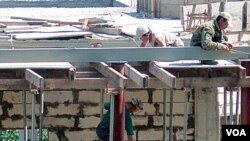 러시아 블라디보스토크 건설 현장의 북한 노동자들 (자료사진).