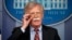 FILE - National security adviser John Bolton speaks during a briefing at the White House, Aug. 2, 2018, in Washington. 
