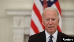 U.S. President Joe Biden delivers remarks after a roundtable discussion with advisers on steps to curtail U.S. gun violence, at the White House in Washington, June 23, 2021. 