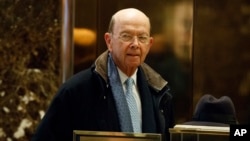 FILE - Commerce Secretary-designate Wilbur Ross arrives at Trump Tower in New York, Dec. 15, 2016. 