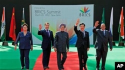 Leaders of the BRICS countries at New Delhi summit.