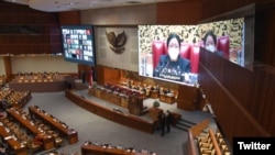ILUSTRASI - Rapat Paripurna ke-13 DPR RI Masa Persidangan III Tahun Sidang 2021-2022, Selasa, 18 Januari 2022. (Twitter/@DPR_RI)