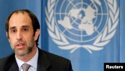 오헤아 퀸타나 신임 유엔 북한인권특별보고관이 미얀마인권특별보고관 시절인 지난 2010년 5월 스위스 제네바에서 열린 유엔 인권이사회에서 발언하고 있다. (자료사진)