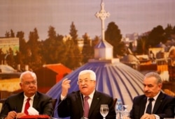 Palestinian President Mahmoud Abbas delivers a speech following the announcement by the U.S. President Donald Trump of the Mideast peace plan, in Ramallah in the Israeli-occupied West Bank, Jan. 28, 2020.