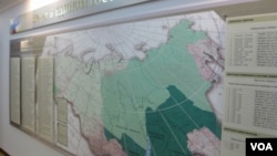 俄罗斯地图上标识的赤塔州/后贝加尔边疆区（右下角）。（美国之音白桦拍摄）