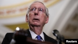 FILE — U.S. Senate Minority Leader Mitch McConnell at the U.S. Capitol in Washington, Jan. 9, 2024. McConnell says that the border package is a rare opportunity to get stronger policies through U.S. Congress.