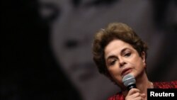 Brazil's suspended President Dilma Rousseff speaks during a meeting with people from pro-democracy movements in Brasilia, Brazil, Aug. 24, 2016. 