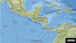 The site of a 5.2 magnitude earthquake that shook the Guatemala coast on Monday morning. (USGS National Earthquake Information Center; PDE)