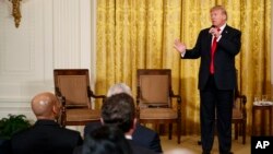 President Donald Trump speaks during the White House Opioid Summit in the East Room of the White House, March 1, 2018, in Washington.