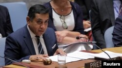 영국 외교부의 타리크 마흐무드 아흐마드 영국연방·남아시아 담당 국무상이 지난 2018년 8월 유엔 안보리회의에서 발언하고 있다.