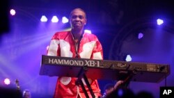 FILE - Nigerian musician Femi Kuti performs at the New Afrika Shrine in Lagos, Nigeria, Oct. 19, 2015. 