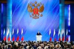 FILE - Russian President Vladimir Putin addresses the State Council in Moscow, Jan. 15, 2020.