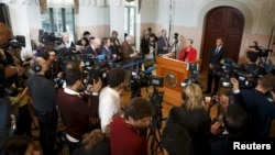 Kaci Kullmann Five, Présidente du comité Nobel, annonce le gagnant du Prix Nobel de la Paix 2015, à Oslo en Norvège le 9 octobre 2015. (Photo Reuters)