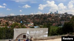 A banner that reads "Remembering 20 years" is erected at the Kigali Genocide Memorial grounds as the country commemorates the 20th anniversary of the 1994 Rwandan Genocide in the capital Kigali, April 2, 2014.