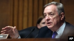 Democratic Senator Dick Durbin (shown) and Republican Senator Rob Portman are co-chairmen of the Senate Ukraine caucus. On Dec. 8, the group called on President-elect Donald Trump to take a tough line against Russia. 