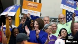 U.S. Senator Cortez Masto speaks to the news media after winning her re-election in Las Vegas