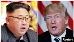 Pemimpin Korut Kim Jong Un (kiri) dan Presiden AS Donald Trump.