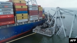 지난 26일 대형 컨테이너선 '달리'호가 추돌하며 붕괴된 미국 메릴랜드주 볼티모어 '프랜시스 스콧 키 브리지'.