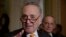 Senate Minority Leader Charles Schumer, a New York Democrat, speaks with reporters on Capitol Hill in Washington, March 28, 2017. 