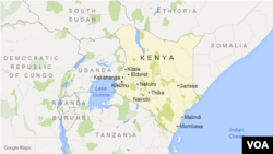 Map of Kenya showing major cities