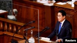 기시다 후미오 일본 총리가 24일 의회에서 시정연설을 하고 있다. (자료사진)