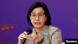 Menteri Keuangan Sri Mulyani Indrawati berbicara di Nusa Dua, Bali, 14 Juli 2022