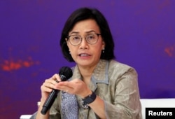 Menteri Keuangan Sri Mulyani Indrawati di Nusa Dua, Bali, 14 Juli 2022. (Foto: via Reuters)