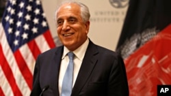 Utusan Khusus untuk Rekonsiliasi Afghanistan Zalmay Khalilzad berbicara di Institute of Peace di Washington, 8 Februari 2019. 